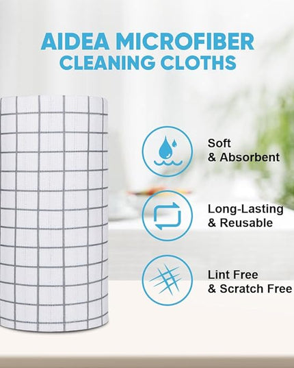 AIDEA Microfiber Cleaning Cloth Roll, 50PK, Microfiber Kitchen Towels, Reusable Paper Towels Tear Away Cloth, Lint Free Rags for House, Window, Cleaning Supplies 11.5"×11.5"
