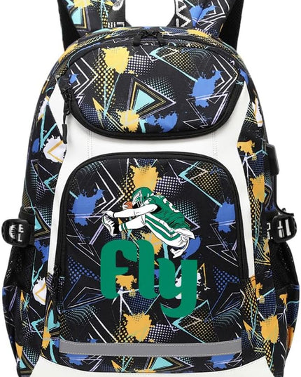 American Football Player 26 Multifunction Rugby Backpack Travel Laptop Daypack Night Reflective Strip Fans Bag (B - Pattern 3)