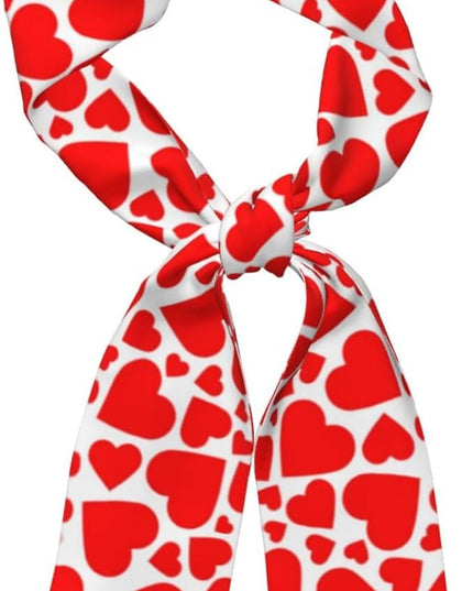Valentine Red Hearts Bandanas Head Scarf For Women Hair Scarves Accessories Lightweight Fashion Wrap Neck Headscarf
