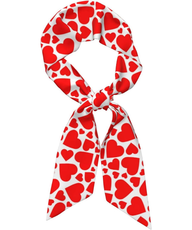 Valentine Red Hearts Bandanas Head Scarf For Women Hair Scarves Accessories Lightweight Fashion Wrap Neck Headscarf