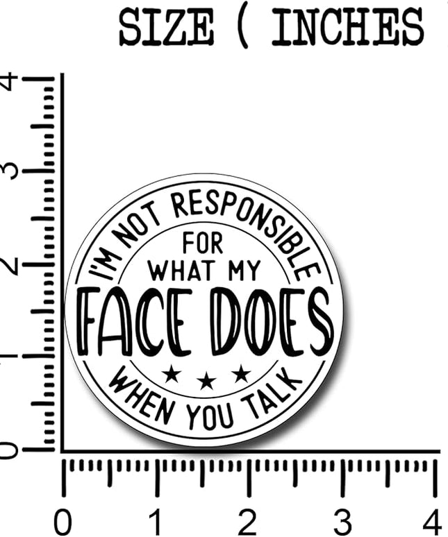 (3Pcs) I'm Not Responsible for What My Face Does When You Talk Sticker Funny Motivational Sayings Decals Decorate Books Laptop Phone Water Bottles Kindles Tumbler Waterproof Vinyl Stickers 3" Inch