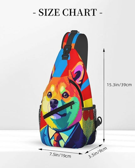 Animal Face Sling Bag Crossbody Bags Chest Bag Backpack for Travel Running and Hiking for Men Women Colorful Dog 2