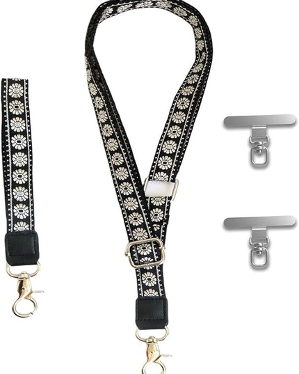LEMEDE Wrist Keychain and Adjustable Phone Lanyard, Silver Hook Phone Crossbody Strap with 360° Rotating Phone Pads