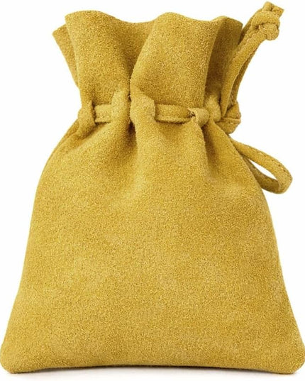 Medieval Drawstring Coin Pouch Bag, Leather Coin Pouch，Renaissance Drawstring Pouch Dice Bag, Small Coin Purse for Women/Men, Brown Swayze Suede Banana
