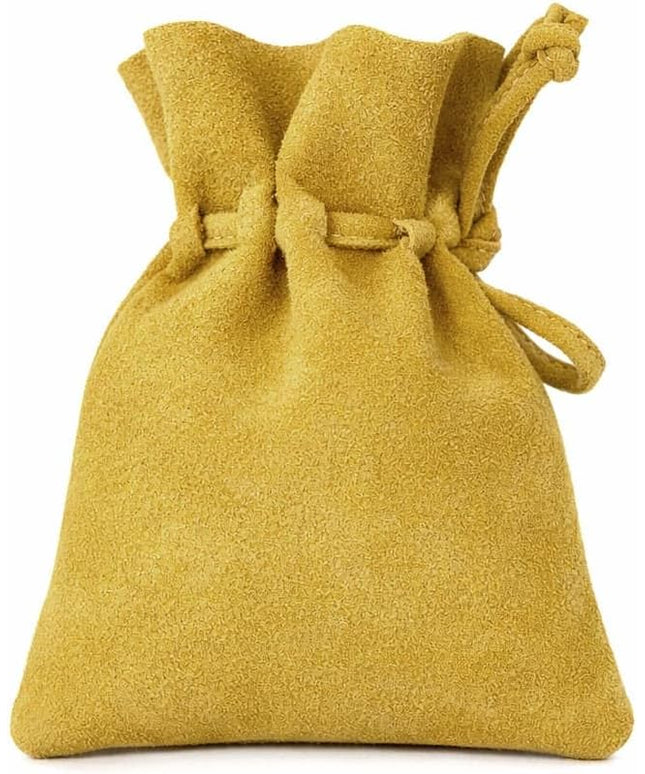Medieval Drawstring Coin Pouch Bag, Leather Coin Pouch，Renaissance Drawstring Pouch Dice Bag, Small Coin Purse for Women/Men, Brown Swayze Suede Banana