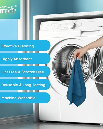 HOMEXCEL Navy Blue Microfiber Cleaning Cloth, 24 Pack Cleaning Towels for Kitchen, Lint Free, Scratch-Free, Highly Absorbent, and Reusable Cleaning Rags for House, Window, Cars, 11.5 X11.5 inch