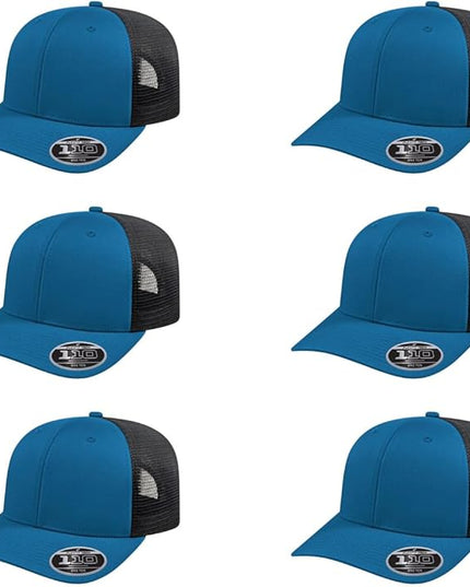Cap America i8502 Flexfit 110 Premium Mid Profile 6-Panel Mesh Back Trucker Cap Hat w/UV Guard & Adjustable Snapback
