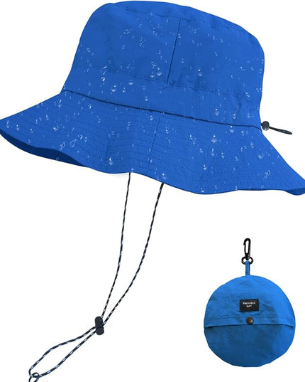 PFFY Quick Dry Waterproof Packable Bucket Hat for Women Men Outdoor Sun Hats with Detachable Chin Strap