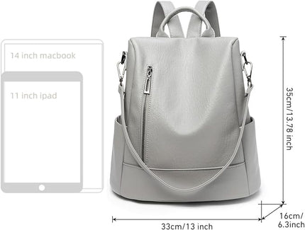 Didida Fashion Backpack Purse For Women Anti-theft Rucksack Pu Leather Lightweight Water-resistant Shoulder Bag,Gray