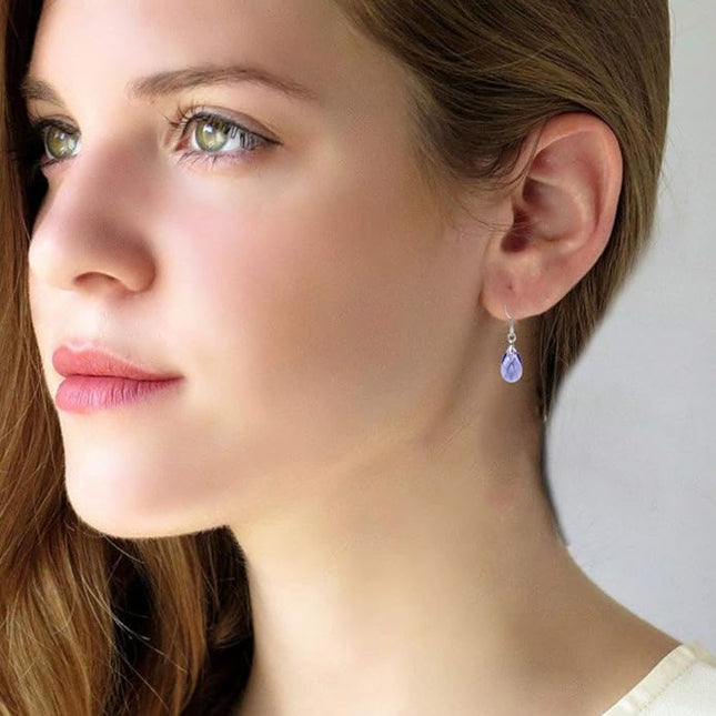 Teardrop Austrian Crystal Drop Dangle Earrings for Women 925 Sterling Silver Hook Hypoallergenic Jewelry