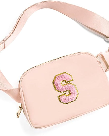 Gitus 6 7 8 9 10 Year Old Girl Gifts Belt Bag Fanny Pack Crossbody Bags with Initial Letter Patch Things for Teen Girls Easter Gifts for Girls Travel Essentials（Coral Pink-S）