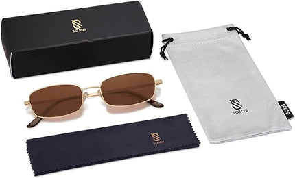 SOJOS Small Trendy Rectangle Sunglasses Womens Mens, Retro 80s 90s Y2k Chic Narrow Thin Skinny Sunnies SJ1187