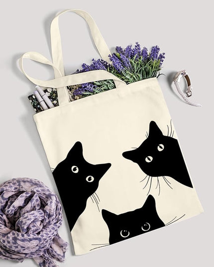 AUSVKAI Canvas Tote Bag Aesthetic for Women, Cute Cloth Cotton Bags for College Shopping Beach Grocery and Trendy Gifts