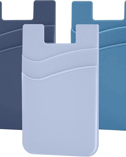 SHANSHUI Phone Wallet, 3 Pack Strong Adhesive Silicone Wallet Sleeve Pocket ID Credit Card Holder Stick on Fit for iPhone & All Smartphones