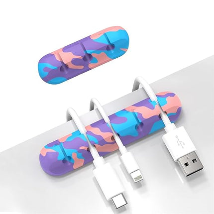Cable Organizer, Cord Organizer Cable Management, Cable Clips USB Cable Holder Wire Organizer Cord Clips,(5, 3 Slots Colourful)