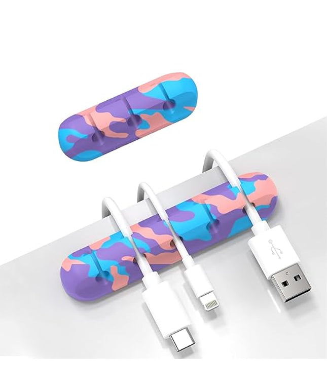 Cable Organizer, Cord Organizer Cable Management, Cable Clips USB Cable Holder Wire Organizer Cord Clips,(5, 3 Slots Colourful)
