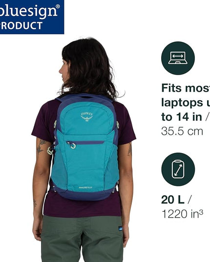 Osprey Daylite Plus Commuter Backpack - Lightweight, Everyday Pack with Laptop Sleeve and Water Bottle Pockets - Ideal for Work, School, and Travel with Versatile Storage, Liquify Print/Kakio Pink