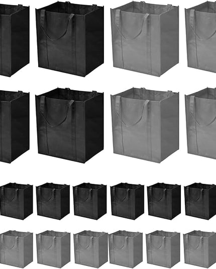 JERIA 24-Pack Reusable Grocery Bags，Large Washable Foldable Shopping Bags，Heavy Duty Tote Bags with Reinforced Handles