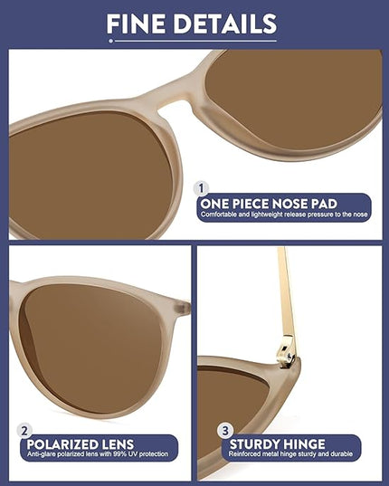 WOWSUN Retro Polarized Sunglasses Womens 2026 Trendy Round Classic Glasses