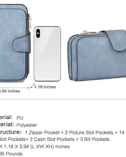 CLUCI Wallet For Women PU Leather RFID Blocking Womens Wallet Bifold Card Holder with ID Window Gifts for Women Birthday | RFID Blocking, Designer, Trifold, Card Holder, ID Window