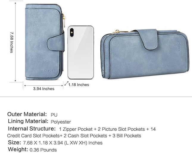 CLUCI Wallet For Women PU Leather RFID Blocking Womens Wallet Bifold Card Holder with ID Window Gifts for Women Birthday | RFID Blocking, Designer, Trifold, Card Holder, ID Window
