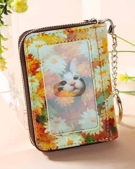 FurArt Zipper Wallet Women, RFID Blocking Credit Card Wallet, Business Card Holder, Compact Size KeyChain Wallet