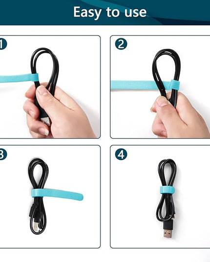 50PCS Reusable Cable Ties Adjustable，Fastening Microfiber Cloth Used for Computer Link Cable Cord Management USB Cable Cable Ties (light blue)
