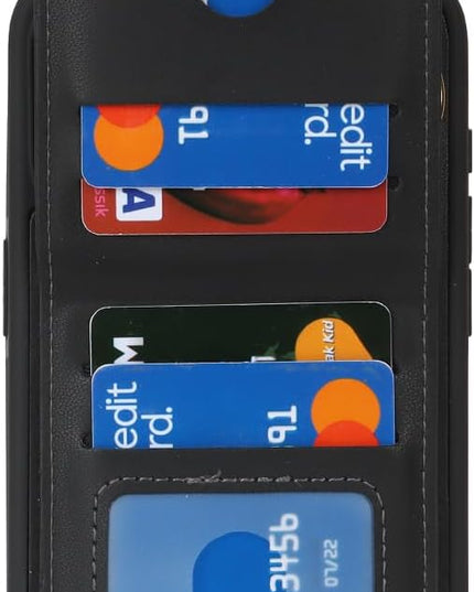 for iPhone 15 Pro Max Wallet Case with Card Holder, for iPhone 15 Pro Max Case Wallet with Strap Credit Card Slot, Crossbody Bag with Zipper Case for iPhone15 Pro Max - Black