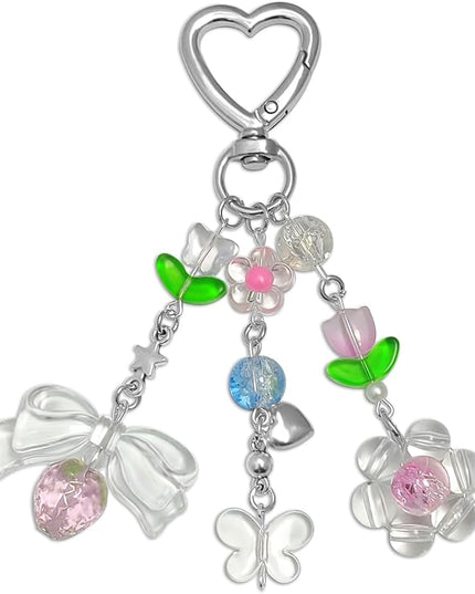 Keychain Bag Accessories Cute Cherry Strawberry Flower Keychains Accessories Decor for Keys Bags Purses Gift