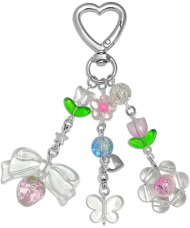 Keychain Bag Accessories Cute Cherry Strawberry Flower Keychains Accessories Decor for Keys Bags Purses Gift
