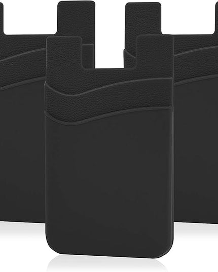 Senose Cell Phone Wallet, Silicone Adhesive Stick-on Phone Card Holder for Credit Card,Id Holder Wallet Pouch Sleeve Pocket Compatible for iPhone Samsung Galaxy Any Smartphone, Pack of 3