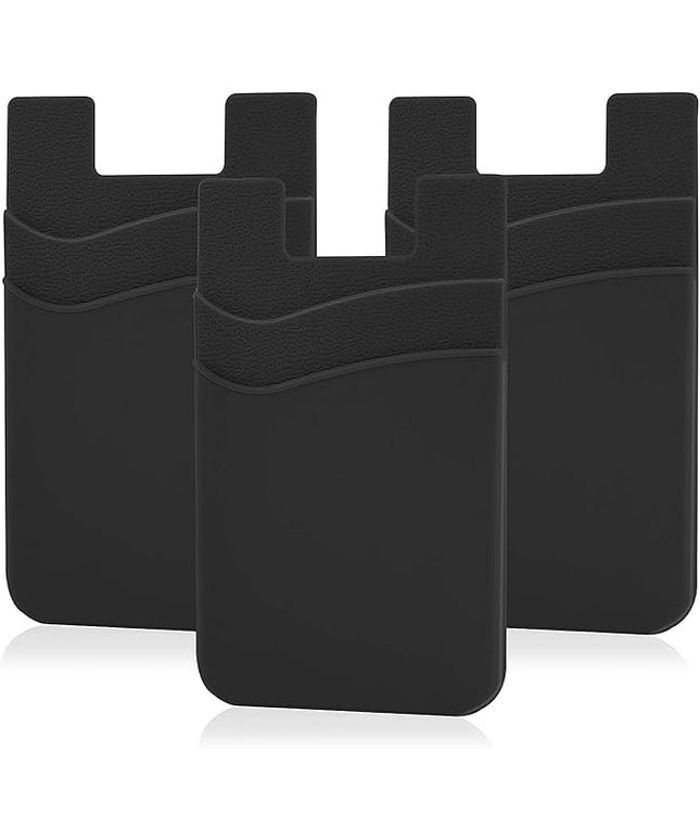 Senose Cell Phone Wallet, Silicone Adhesive Stick-on Phone Card Holder for Credit Card,Id Holder Wallet Pouch Sleeve Pocket Compatible for iPhone Samsung Galaxy Any Smartphone, Pack of 3