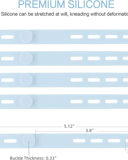 Donruby 24Pcs Silicone Cable Ties - Reusable & Washable with Locking Buckles, Adjustable Fastening Cable Management Straps, Multi-Purpose High Elasticity Cord Organizer (Ice Blue)