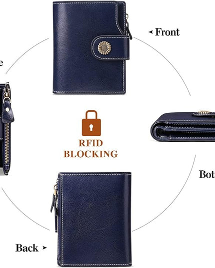FALAN MULE Small Wallet for Women Leather Bifold Compact Small Womens Wallet with RFID Blocking