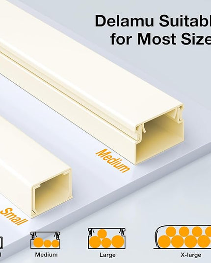 Delamu 157in Cord Hider, Cord Cover Wall Cable Management, Paintable Wire Cover for Cords, Cable Hider Raceway Kit, Cable Cover Concealer, Wire Hiders for TV on Wall, 10 X L15.7 W1.18 H0.6in, Beige