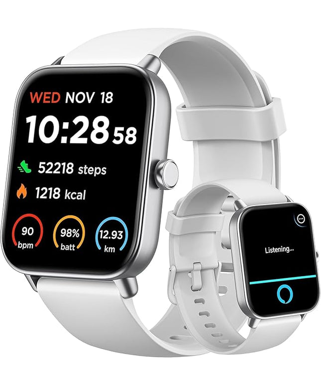 Gydom Smart Watches for Women Men [Alexa Built-in, 1.8"] Smartwatch with Heart Rate/SpO2/Sleep/Stress, 101+ Sports Modes, IP68 Waterproof, Pedometer Fitness Tracker for iOS Android Phones, White