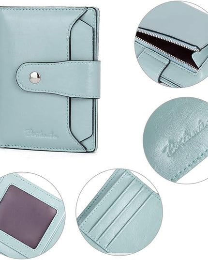 BOSTANTEN Women Leather Wallet RFID Blocking Small Bifold Zipper Pocket Wallet Card Case Purse with ID Window
