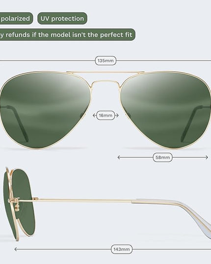 livho Sunglasses for Men Women Aviator Polarized Metal Mirror UV 400 Lens Protection
