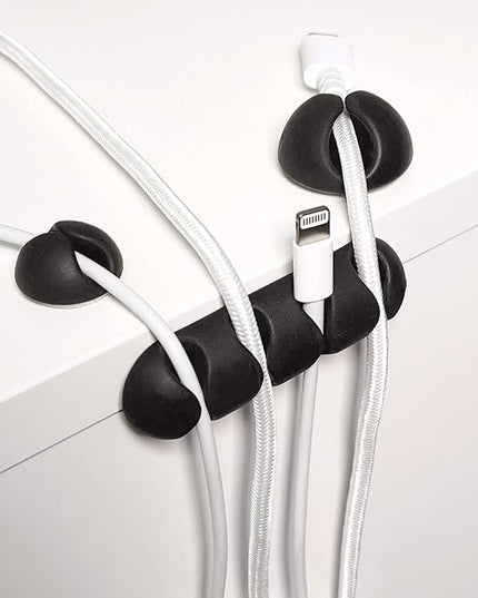 Wrap-It Storage Cable Clips - (Assorted 28-Pack) Black - Desk and Nightstand Cable Holder for Phone and Bedside Table Cord Organizer