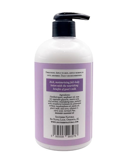 Southern Natural Goat Milk Lotion – Nourishing Face, Body & Hand Moisturizer for Dry & Sensitive Skin - Hydrating Cream, Gentle Skincare for Soft & Smooth Feel - Lavender 12oz