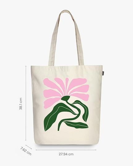 Ecoright Tote Bag for Women with Zipper, Small Tote Bag, Canvas Bag, Reusable Cotton Bag for Beach, Grocery, School & Work