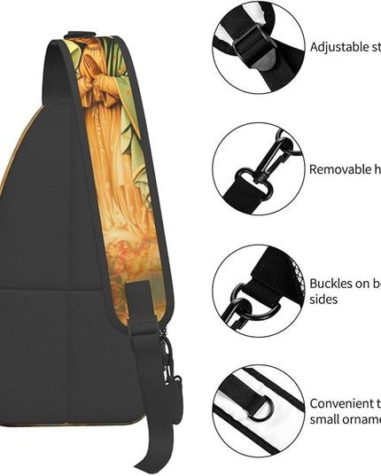 Our Lady of Guadalupe Sling Bag Crossbody Bags Clovers Chest Bag for Travel Hiking for Men Women Virgin Marys 1