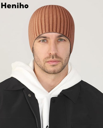 Heniho Winter Wool Beanies for Men Women, Warm Plain Toboggan Hats Ski Running Knit Skull Cap