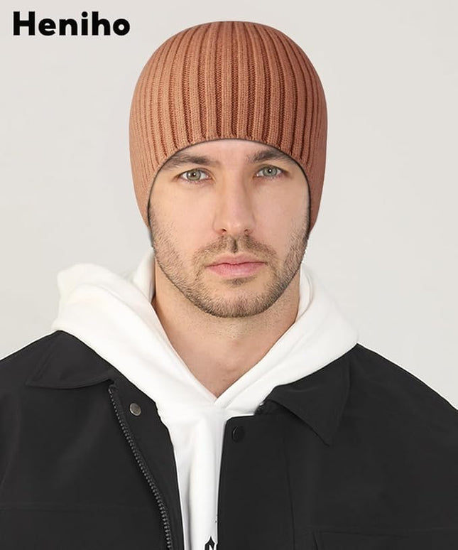 Heniho Winter Wool Beanies for Men Women, Warm Plain Toboggan Hats Ski Running Knit Skull Cap
