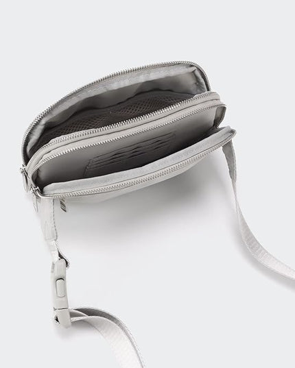 Pander Everywhere Belt Bag for Women, 5 Zipper Pockets Nylon Crossbody Fanny Pack Purse (Seal Grey)