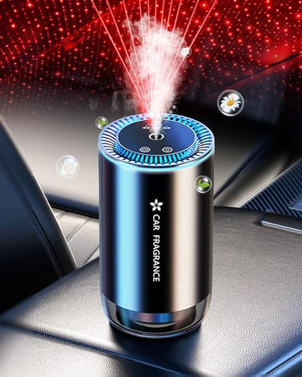 Smart car Aroma Diffuser car Essential Oil Diffuser, with Three Mist Settings and Seven LED Light Colors, Automatic on/Off, Starry Sky Projection