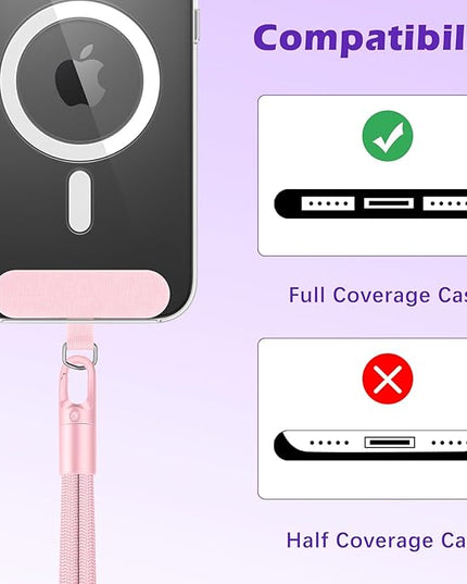 MoKo 2 Pack Phone Wrist Strap Anti-theft, Adjustable Hand Wrist Phone Lanyard with 360° Rotating Hook and Tether Tabs, Cellphone Wristlet Strap for iPhone, Most Smartphones, RoseGold & Purple
