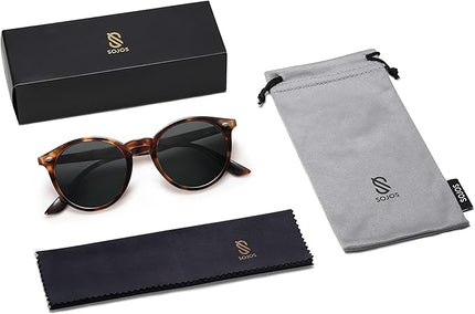 SOJOS Retro Round Polarized Sunglasses for Women Men Classic Vintage Sunnies SJ2069
