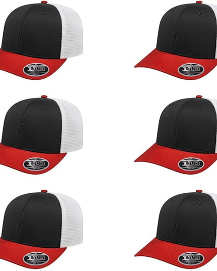 Cap America i8502 Flexfit 110 Premium Mid Profile 6-Panel Mesh Back Trucker Cap Hat w/UV Guard & Adjustable Snapback