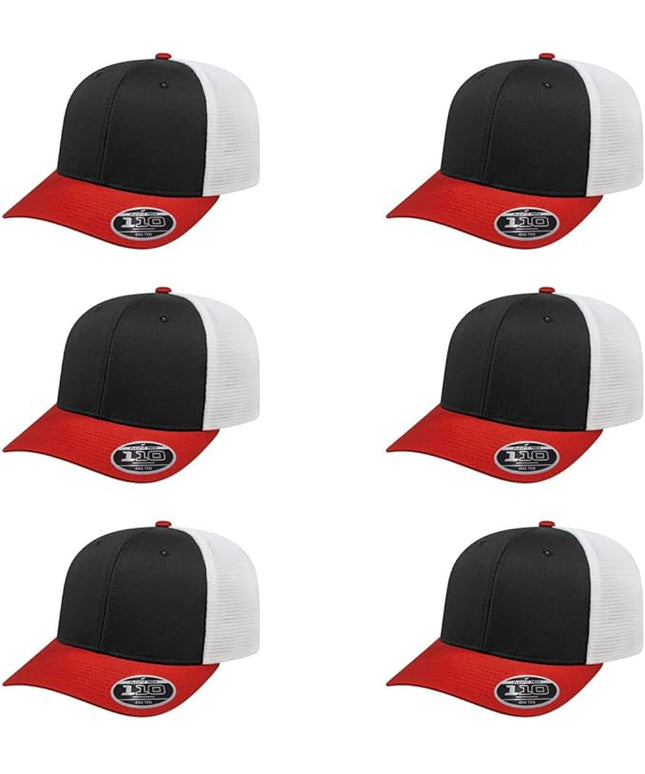 Cap America i8502 Flexfit 110 Premium Mid Profile 6-Panel Mesh Back Trucker Cap Hat w/UV Guard & Adjustable Snapback
